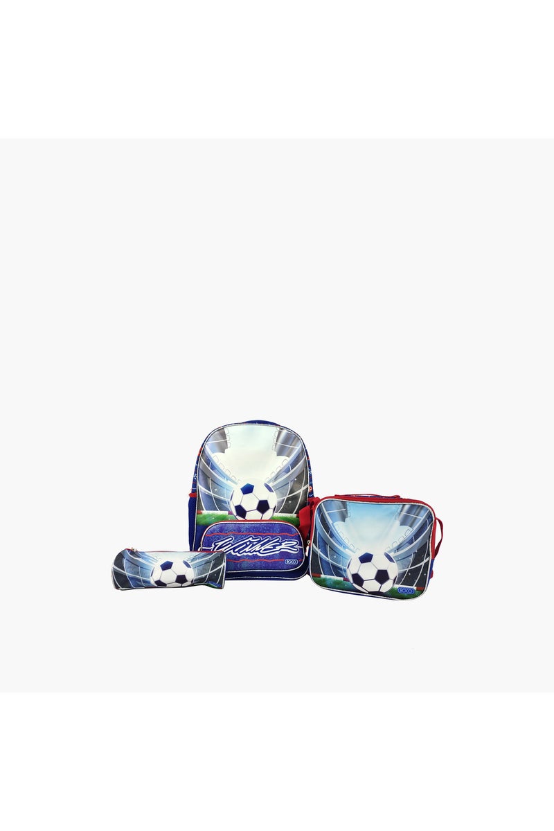 Football Print 3-Piece Backpack Set - 16 inches